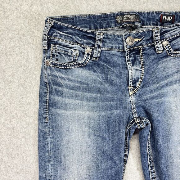 Silver Tuesday Capri Jeans Women’s 31x23 Medium Wash Fluid Denim Straight - Picture 2 of 16